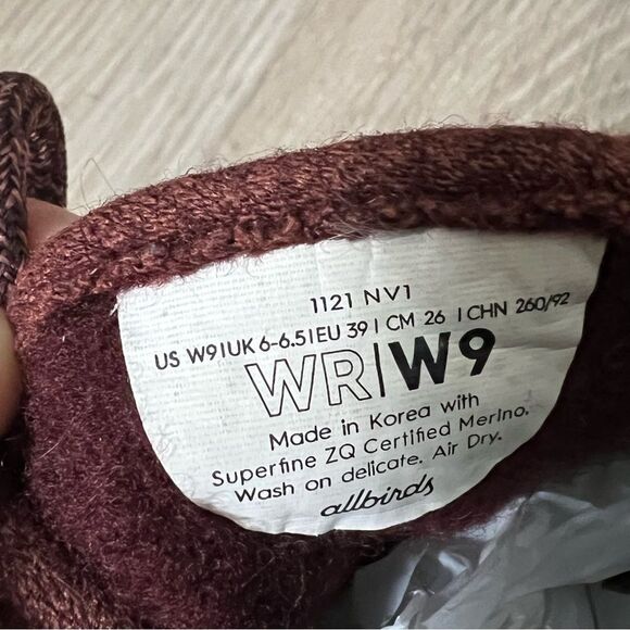 Allbirds Wool Runners Rust Brown Slip On Lace up Comfort Sneaker 9 Like New - Picture 11 of 12